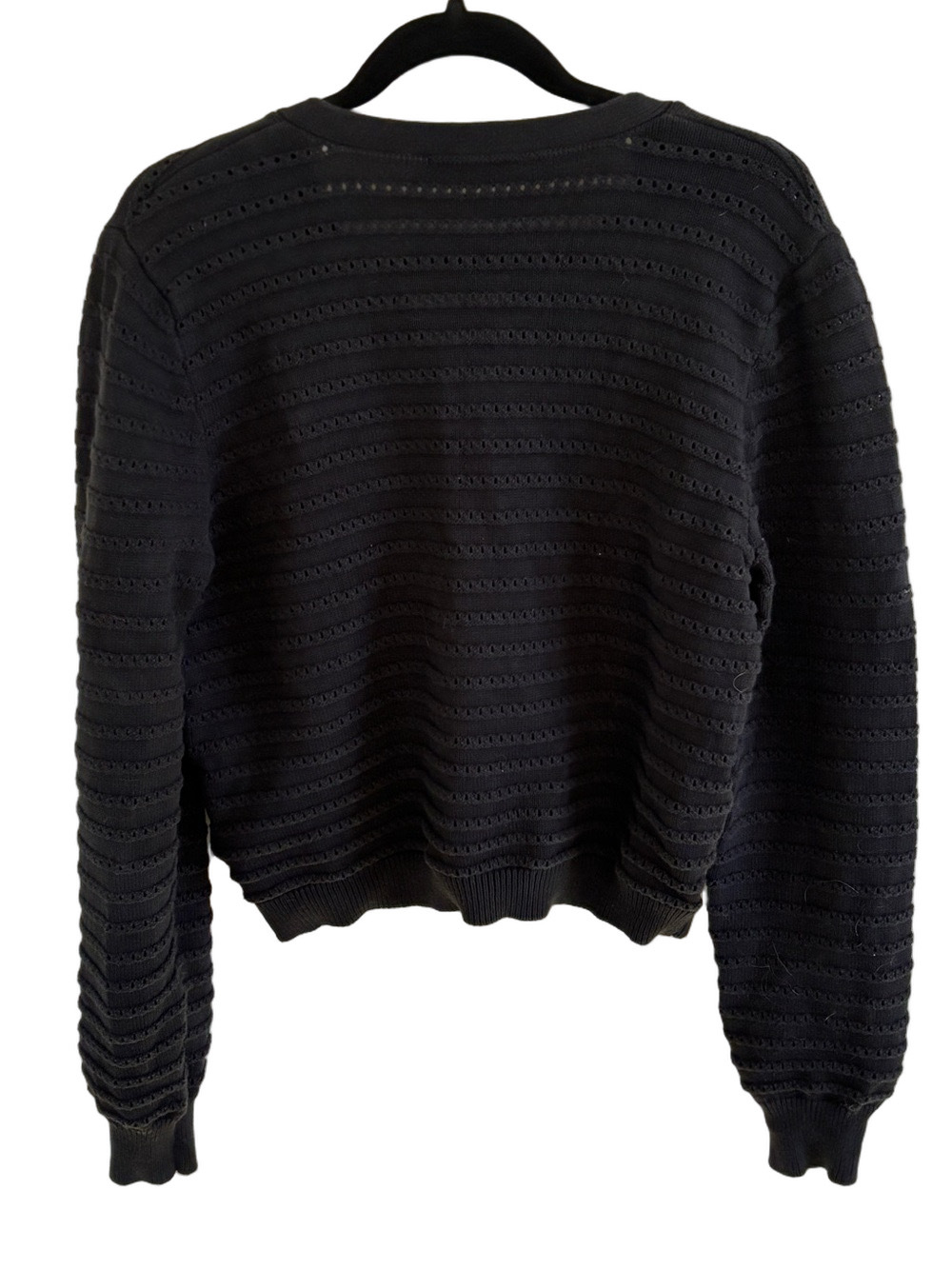 Rag & Bone Marlee Black Knit Cardigan Gold Buttons Organic Cotton L/G - Picture 12 of 14